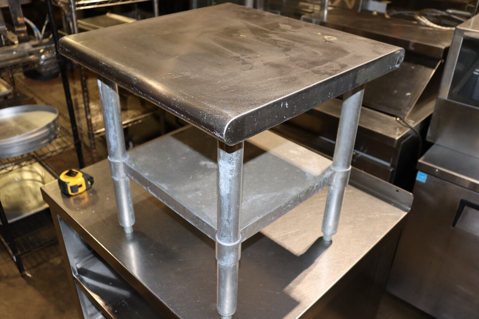 20 Inch x 20 Inch Mixer Table With Utensil Rack Galvanized Undershelf Stationary