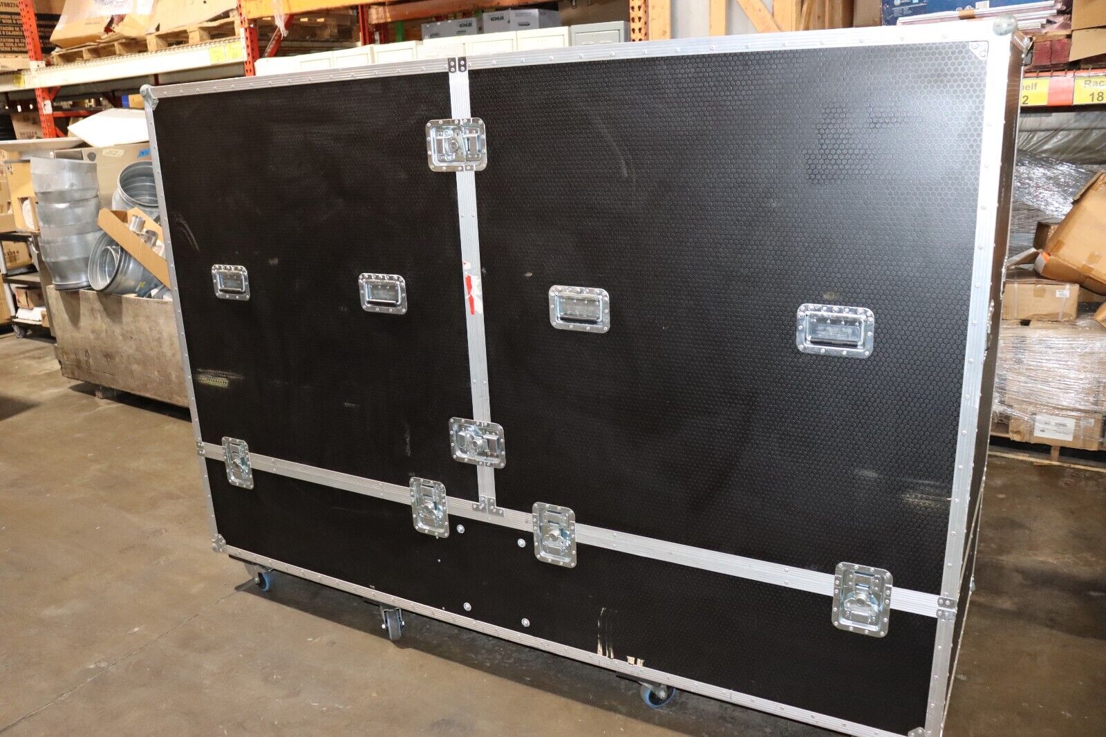 LARGE 95"x32"x68" Set Square Staging Travel Case, w/ Casters, Black