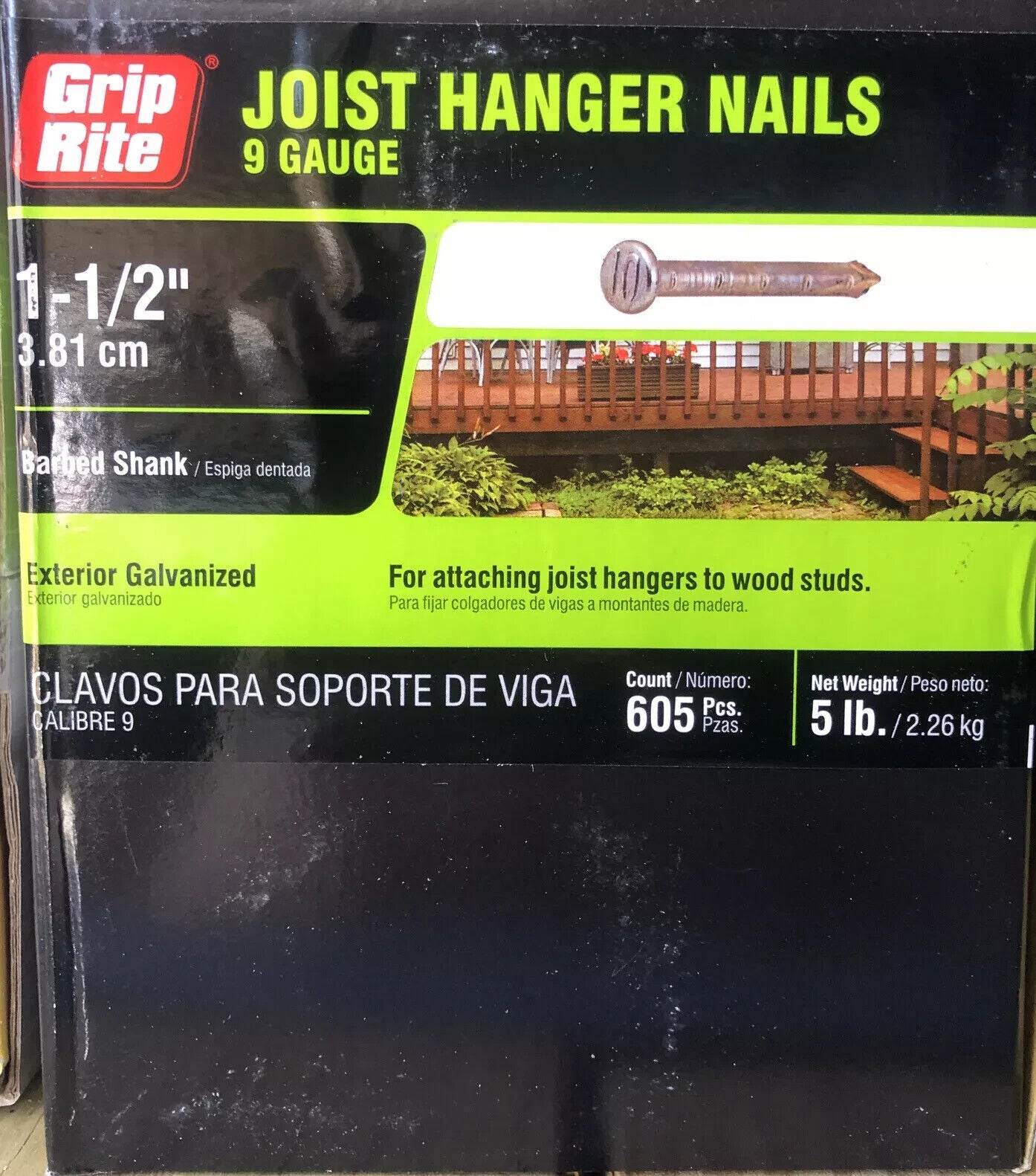 Grip Rite 112HGJST5 (5 Lb Box) Hot Dipped Galvanized Joist Hanger Nails, 1-1/2"