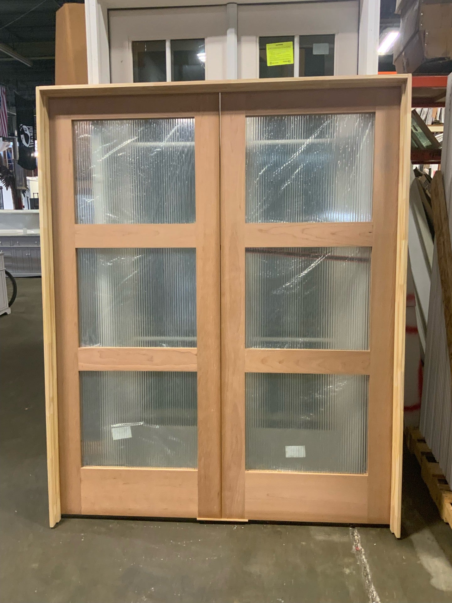 Cherry Veneer Interior Door w/ Fluted Glass