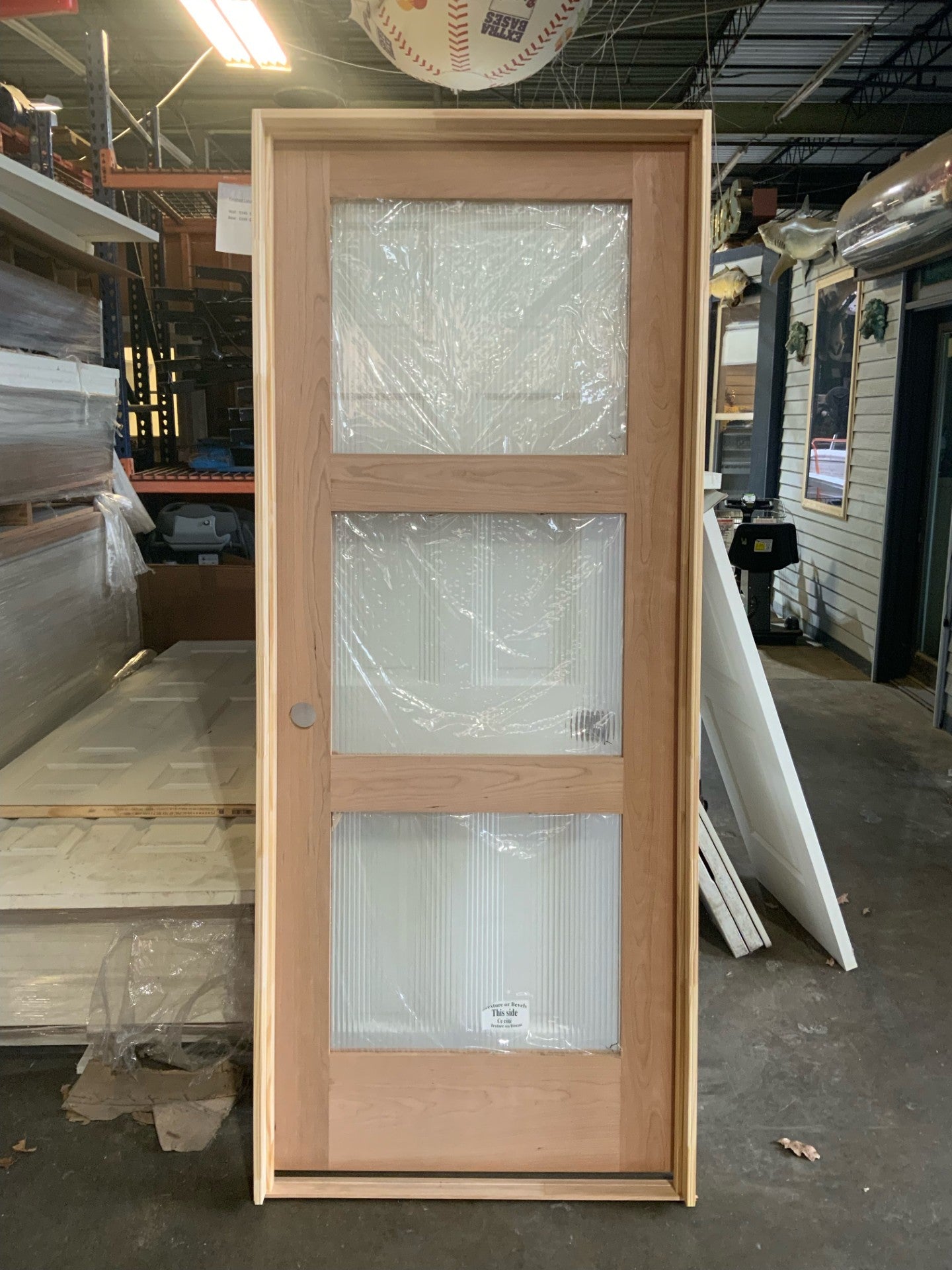 Cherry Veneer Interior Door w/ Fluted Glass