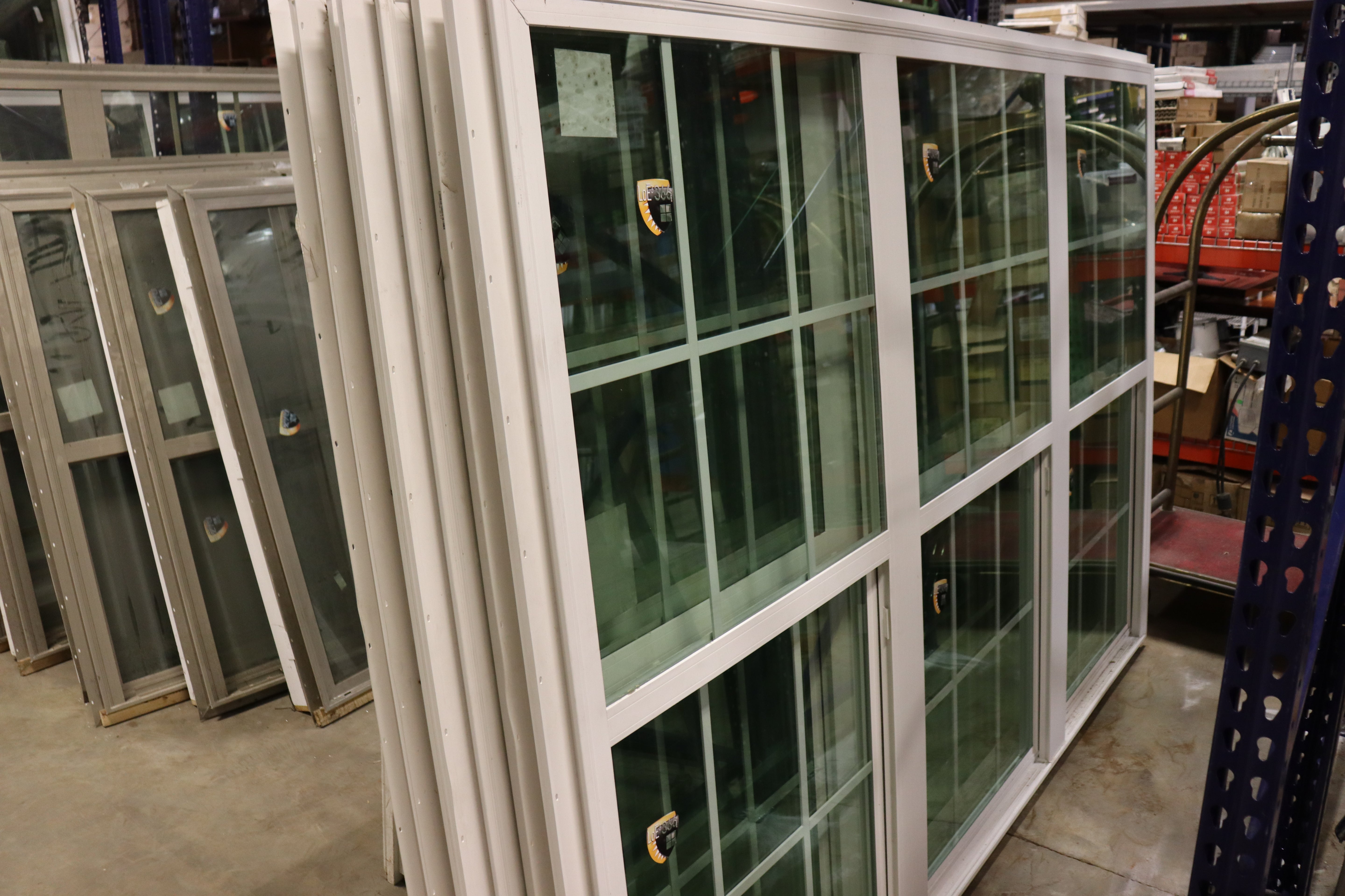 108"x72" Triple Window, White Vinyl, 6/6 Grid between Glass, LowE 366 Glass, New Construction