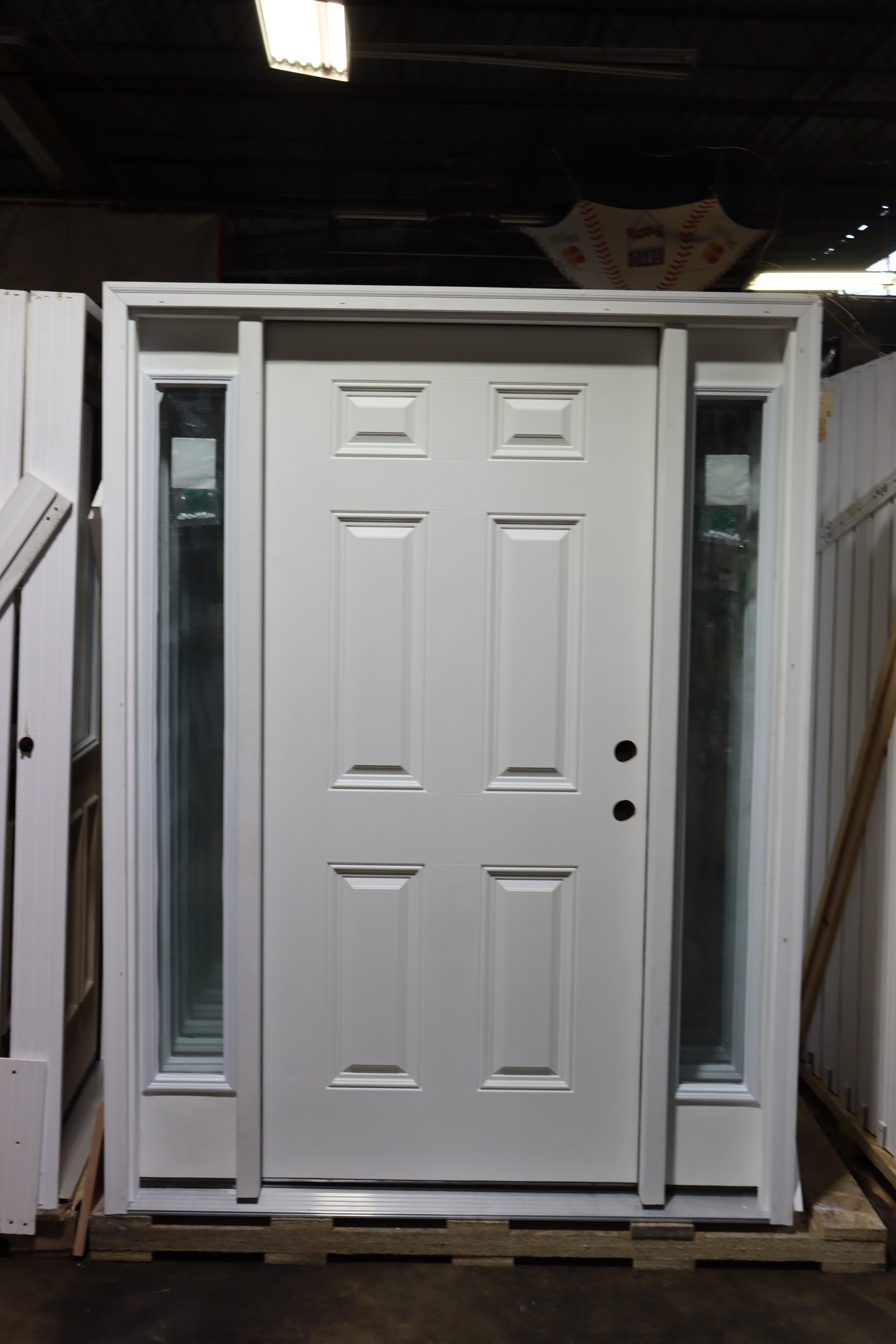 Exterior Front Entry Paneled Door 36 Inch with 10 Inch Side Lites in F