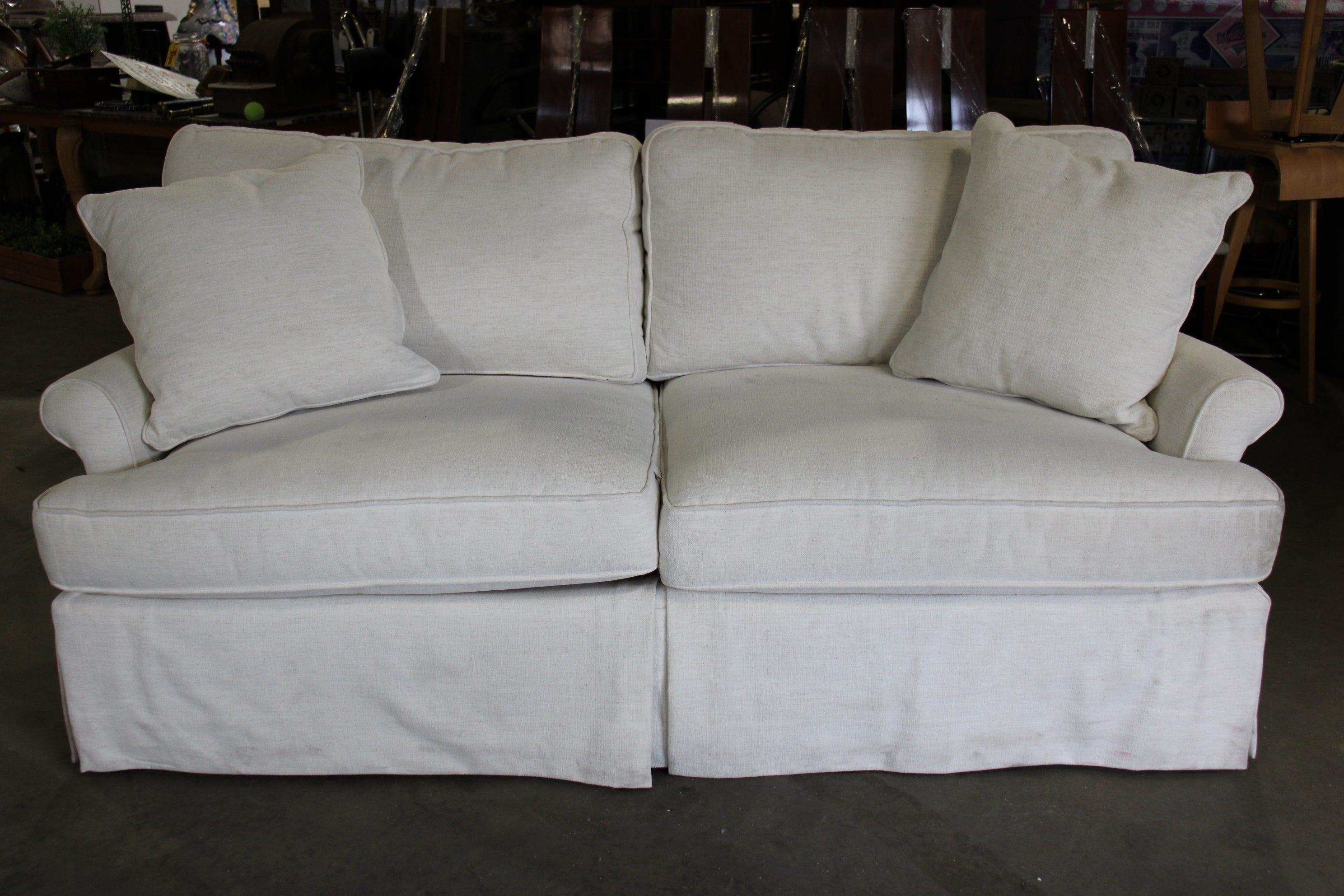 Beautiful Natural White Loveseat by Lee, Made in The USA