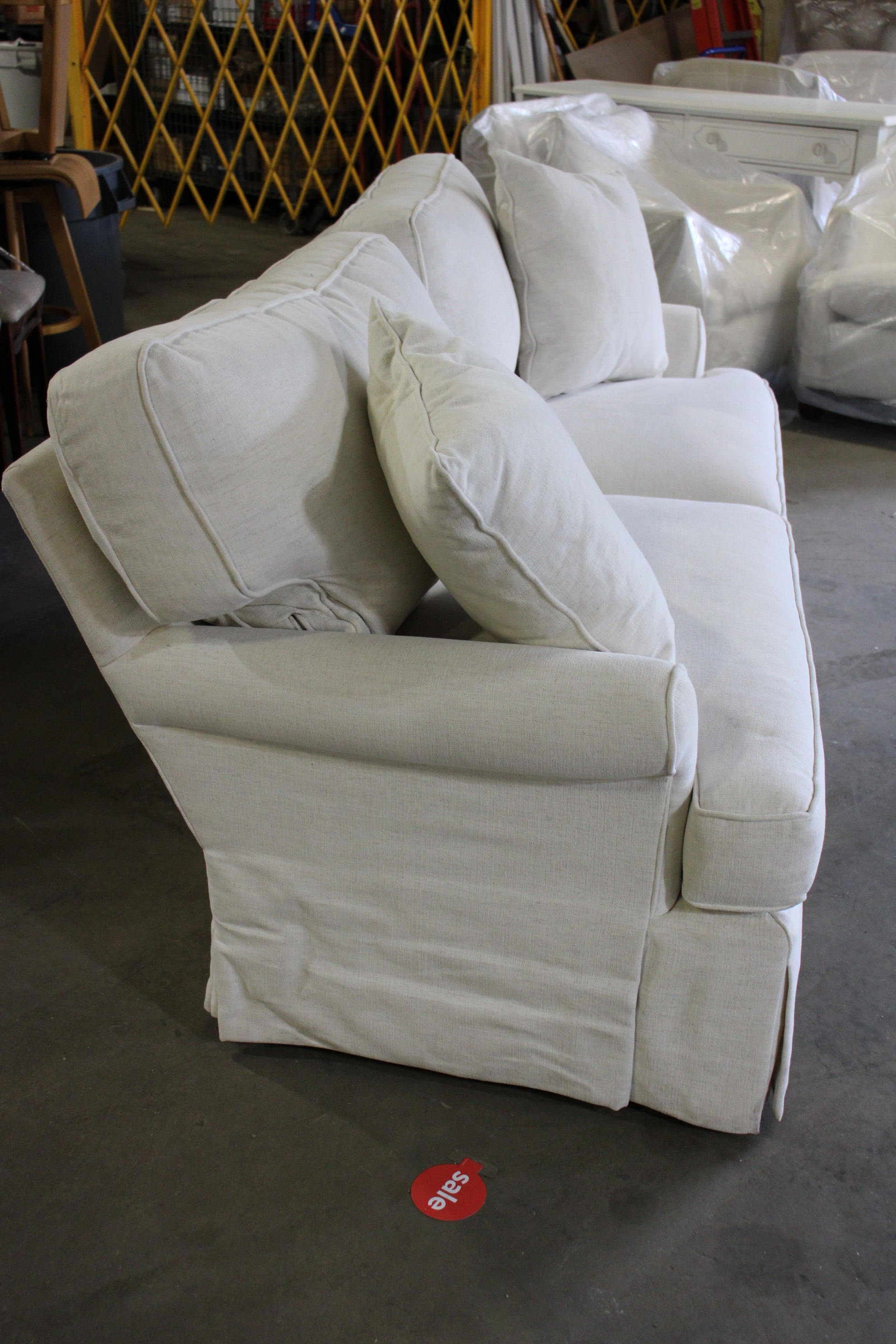 Beautiful Natural White Loveseat by Lee, Made in The USA