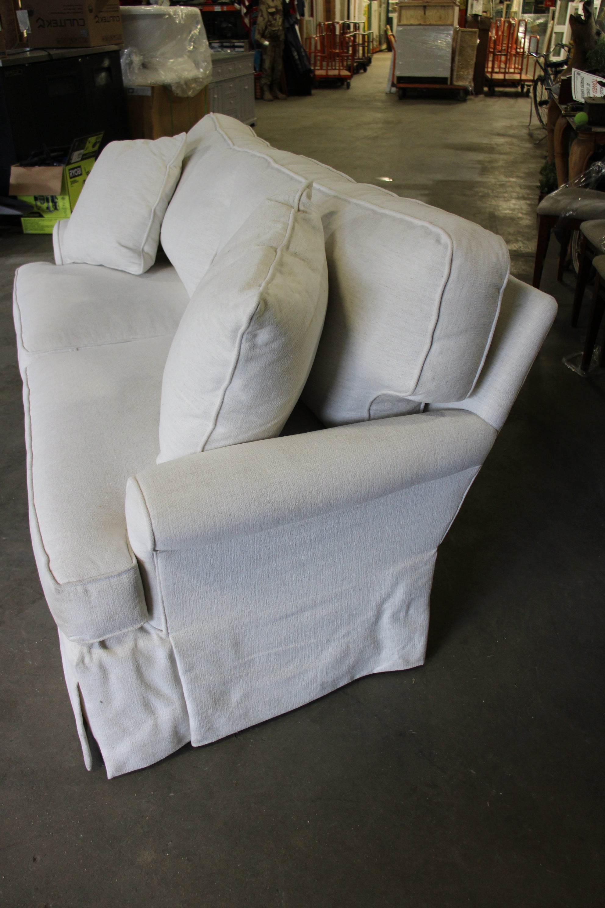 Beautiful Natural White Loveseat by Lee, Made in The USA