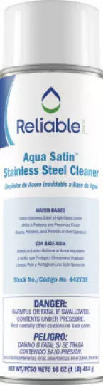 BOX OF 12 - Reliable Aqua Satin Stainless Steel Cleaner spray