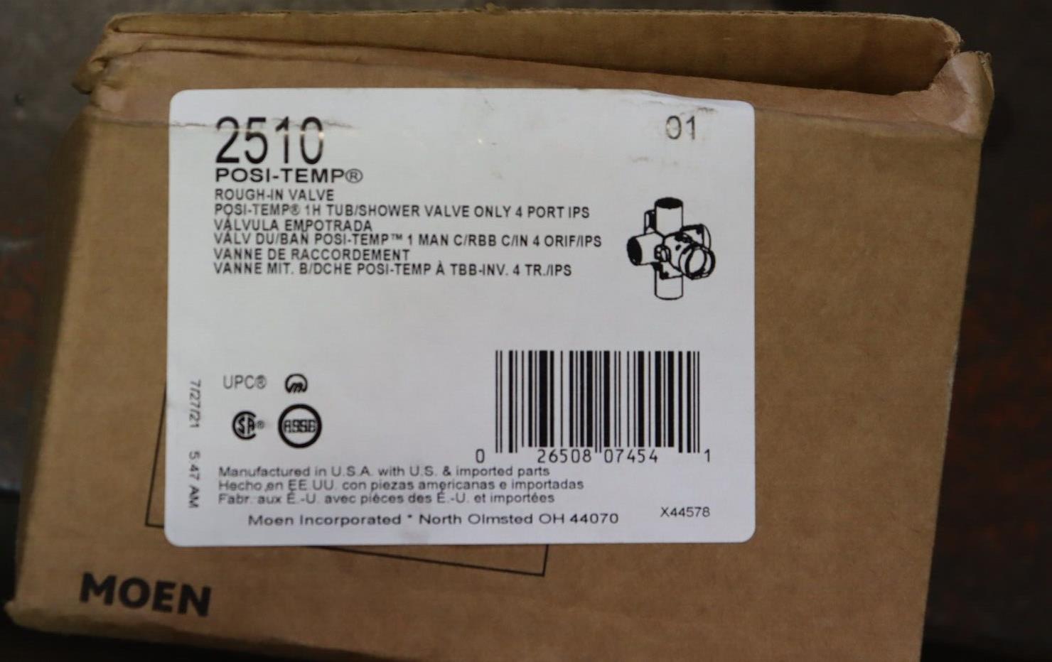 Shower Valve Pressure Balancing Moen 2510 M-Pact Posi-Temp 1/2 Inch IPS Connection